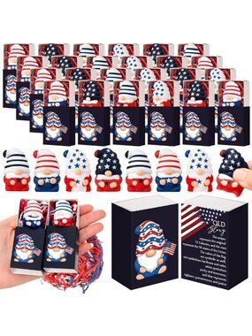72 Sets of Patriotic Gnome Figures with Gift Boxes - Perfect for Celebrations!